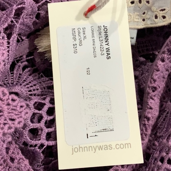Johnny Was Purple Slip Dress with Lace Overlay B1 - Picture 13 of 14